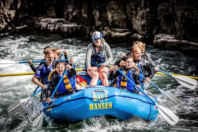 A family has fun while water rafting